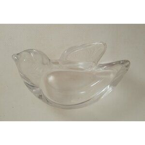 Hand-blown Heavy Crystal Bird Trinket Ring Dish  Paperweight Art Glass Ashtray